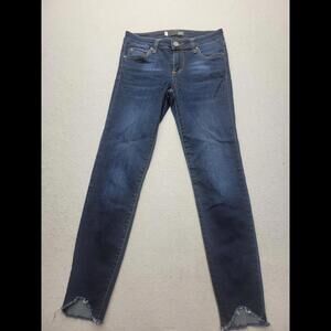Kut Women Jeans 0 Blue Ankle Dark Wash Cotton Blend Low Raw Hem